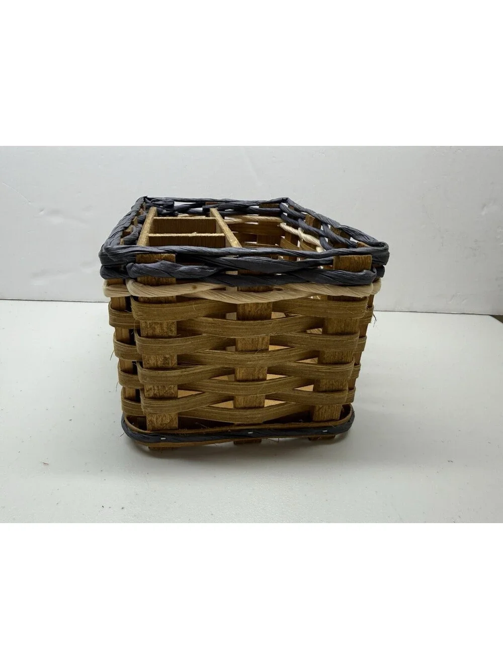 Ochsenhirt Basket Handmade 1998 Wood Splint Pittsburgh PA Utensils Napkins 8 X 6